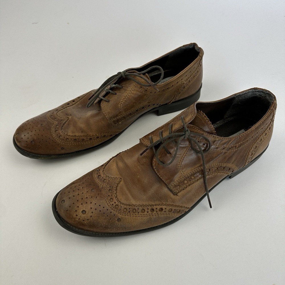 Steve Madden Neville Wingtip Oxford Dress Shoes Brown Leather Men's Size 12 - Picture 3 of 15
